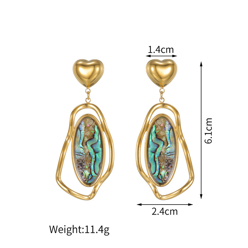 Boucles D'Oreilles Pendantes Pour Femmes, En Acier Inoxydable De Forme Irrégulière, Étanches, Couleur Or, En Forme De Coquillage. Image3
