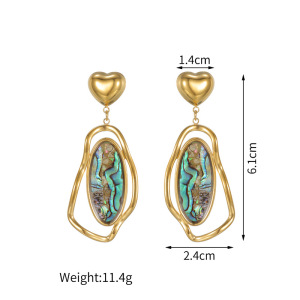 Boucles D'Oreilles Pendantes Pour Femmes, En Acier Inoxydable De Forme Irrégulière, Étanches, Couleur Or, En Forme De Coquillage. h5 Image3