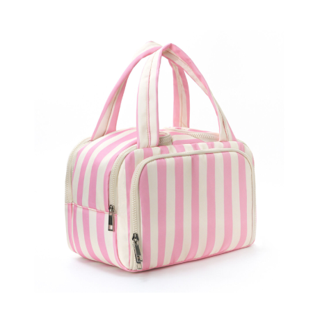 Trousses à maquillage Simple Series Daily Stripe en polyester multicolores
