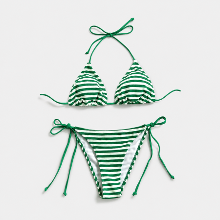 Ensemble bikini de plage à rayures simples