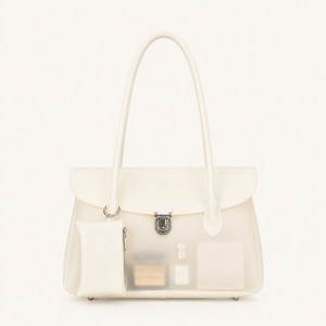 Sac À Main Femme Style Décontracté Avec Poignées En Pvc Transparent Uni Et Détails Métalliques. h5 