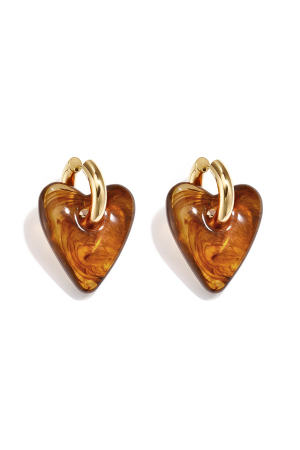 Boucles D'Oreilles Avec Pendentif En Résine En Forme De Cœur Aspect Écaille De Tortue h5 
