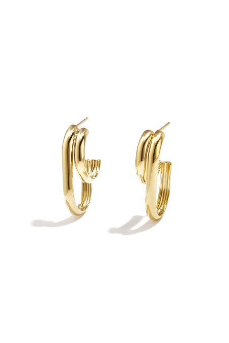 Boucles d'oreilles créoles en acier inoxydable, forme géométrique, collection simple et décontractée pour femmes