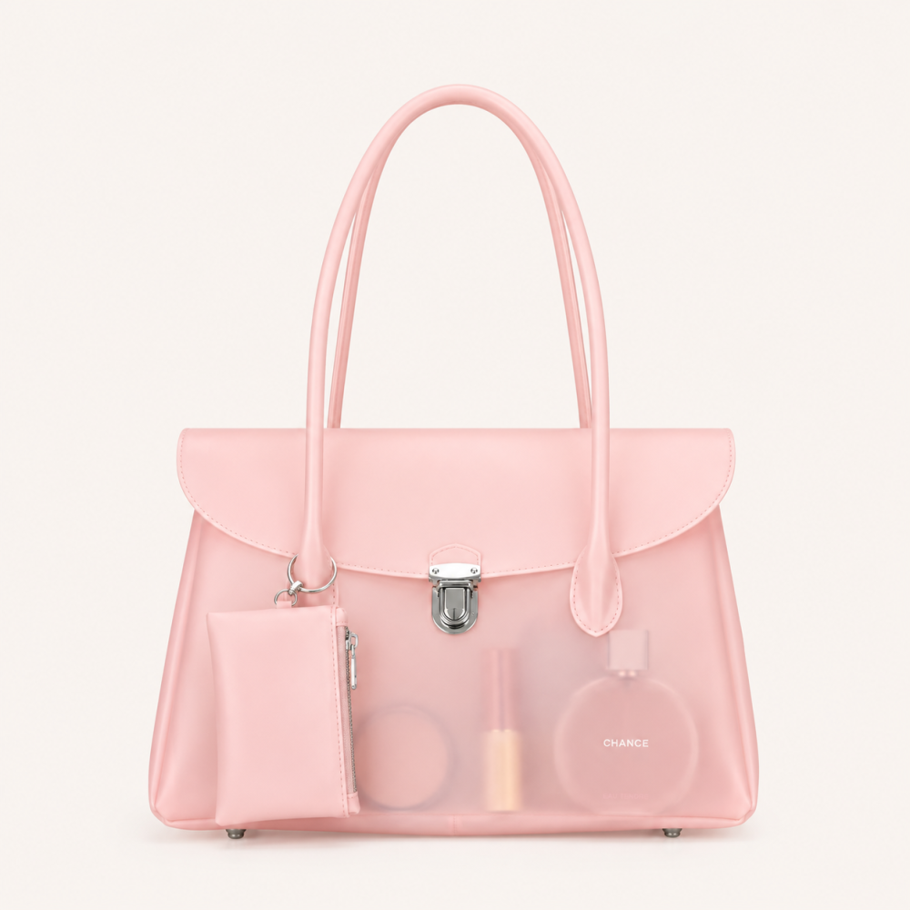Sac À Main Femme Style Décontracté Avec Poignées En Pvc Transparent Uni Et Détails Métalliques. Image2