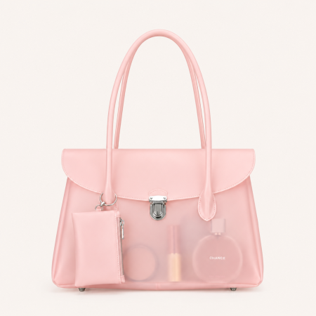 Sac à main femme style décontracté avec poignées en PVC transparent uni et détails métalliques. 2
