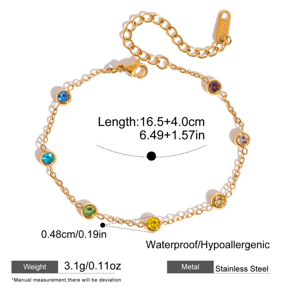 Bracelet Chaîne Femme Luxueux Rétro Patchwork Papillon En Acier Inoxydable Étanche Couleur Or Et Zircon 