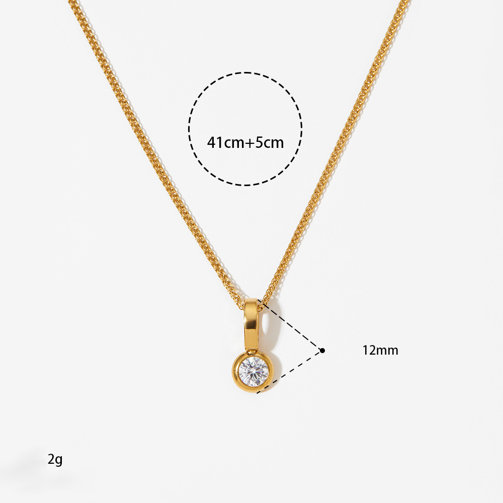 Colliers Pendentifs Pour Femmes En Acier Inoxydable, Étanches Et Sertis De Zircon, De La Collection Simple Series Circle Image3