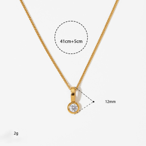 Colliers Pendentifs Pour Femmes En Acier Inoxydable, Étanches Et Sertis De Zircon, De La Collection Simple Series Circle h5 Image3