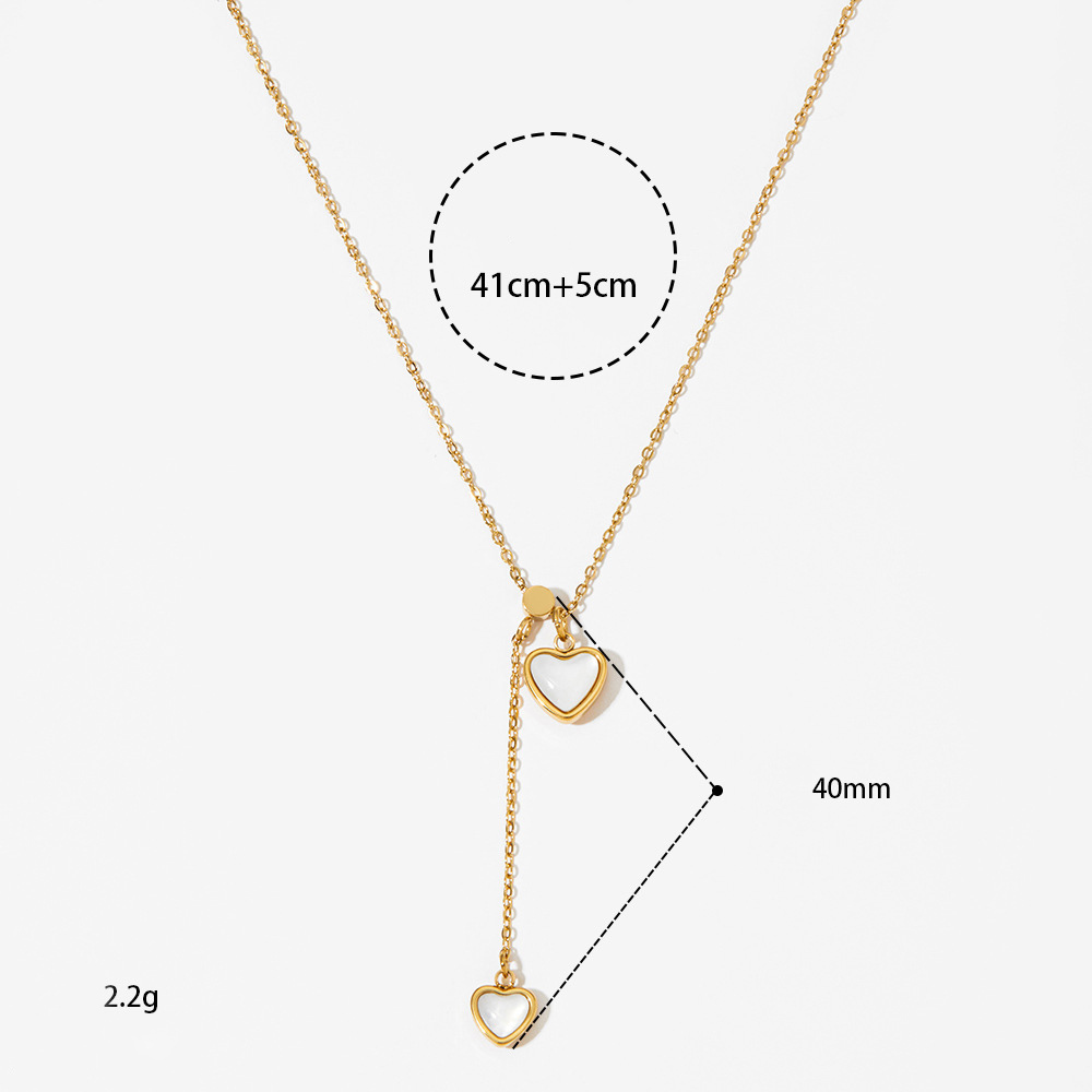 Colliers Pendentifs Pour Femmes En Forme De Cœur, En Acier Inoxydable Étanche, Couleur Or, Collection Simple Series Image3