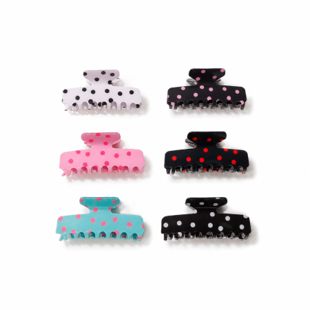 Pinces à cheveux en PVC à pois multicolores de la série Simple Daily