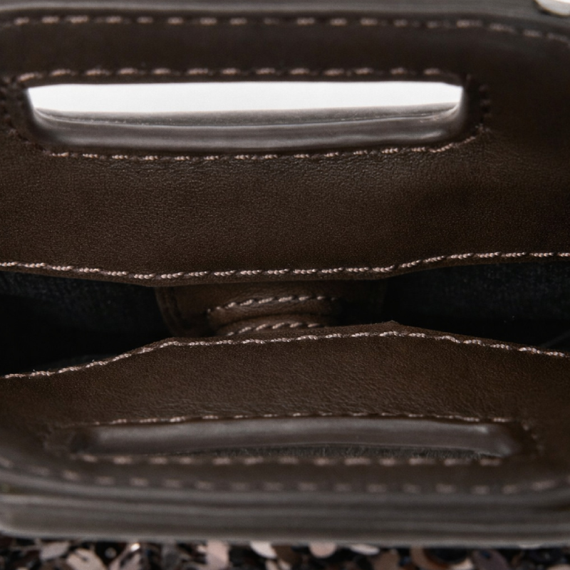 Sac Carré Pour Femme En Pu De Qualité Supérieure, Style Soirée, À Pampilles Et Sequins, Couleur Unie. h5Image6