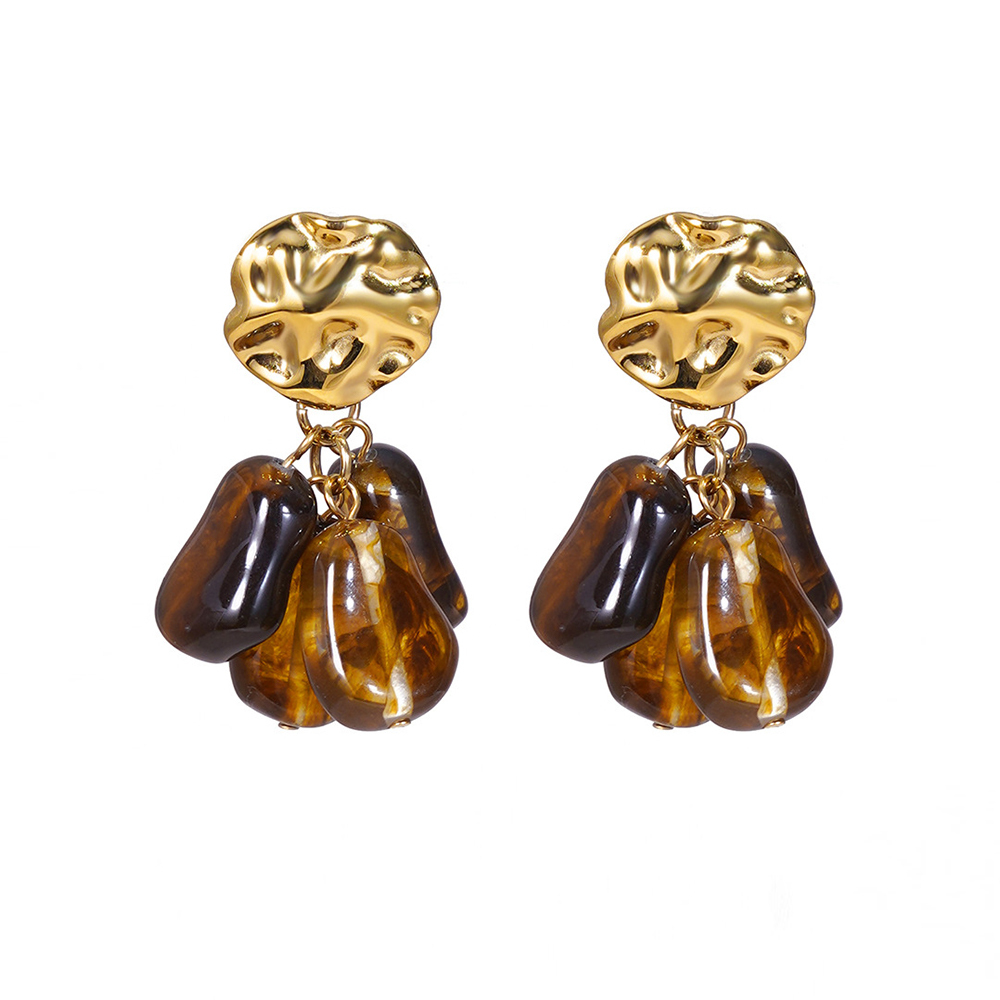 Boucles D'Oreilles Pendantes Pour Femmes, Style Rétro, À Pompons Et Motif Marteau, En Résine, Collection Classique Image2