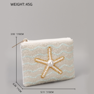 Portefeuilles Et Porte-Cartes En Perles Artificielles De Style Océanique Naturel, De Couleurs Mélangées, Tissées En Forme D'Étoile De Mer. h5 