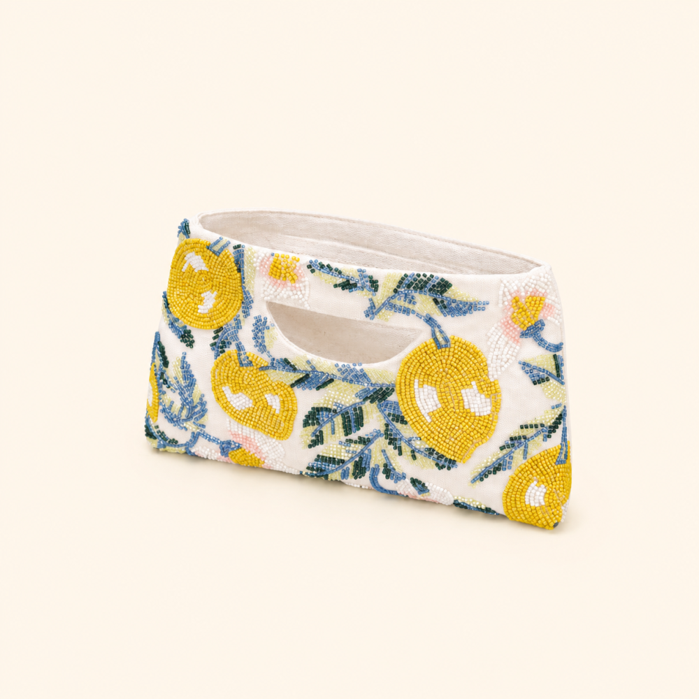 Sac Carré Pour Femme En Tissu Tissé Patchwork De Fruits Et Perles, Style Décontracté Image2