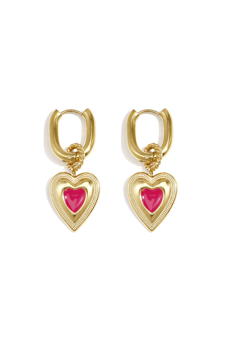 Boucles d'oreilles avec breloque en forme de cœur coloré