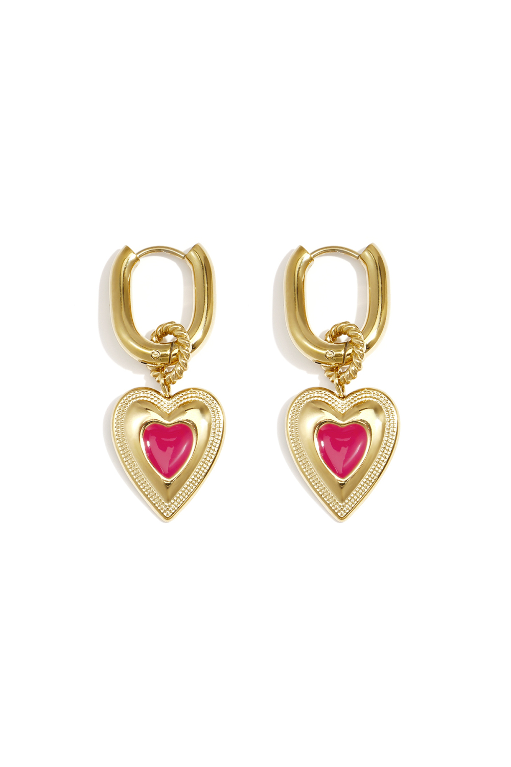 Boucles D'Oreilles Avec Breloque En Forme De Cœur Coloré