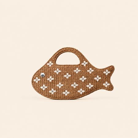 Sac à main pour femme, style décontracté, tissé à fleurs, style océanique, tissé à poissons, style est-ouest