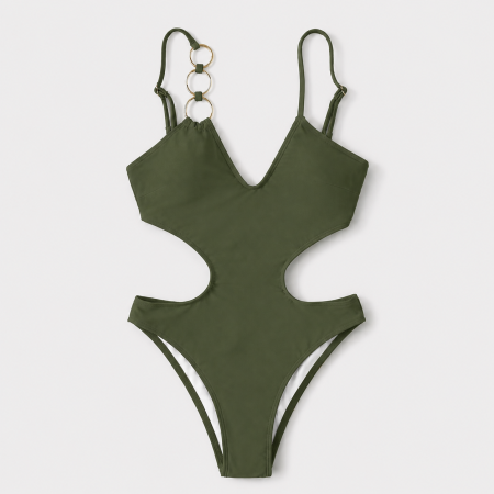 Maillot de bain une pièce en polyamide, simple et sophistiqué, uni et ajouré.