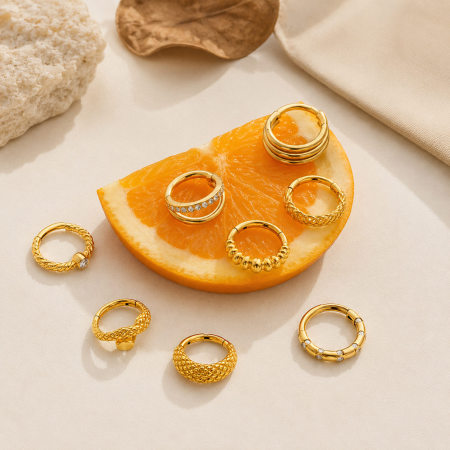 Piercing de nez pour femme, motif serpent simple, en acier inoxydable, étanche, couleur or et zircon.