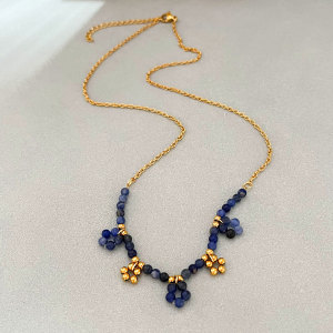 Ensembles De Colliers Pour Femmes, Collection Romantique, Perles De Fleurs Et Pierres Naturelles, Acier Inoxydable Étanche h5 Image2