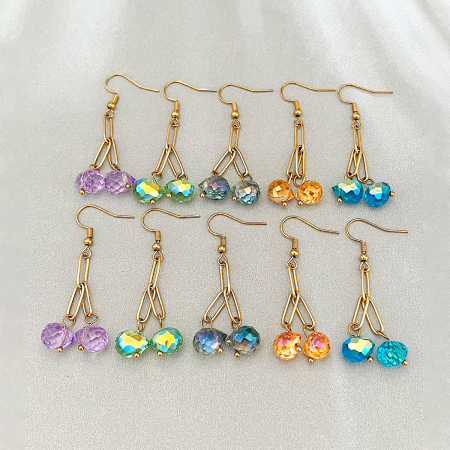 Boucles d'oreilles pendantes simples en cristal doré pour femmes 2