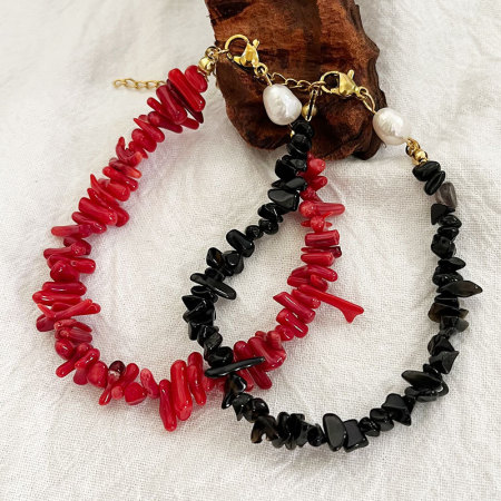 Colliers de perles vintage en pierres naturelles pour femmes