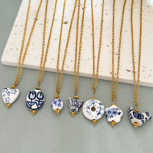 Colliers Pendentifs Pour Femmes En Forme De Cœur, En Céramique Et Acier Inoxydable, Couleur Or, Étanches h5 Image2