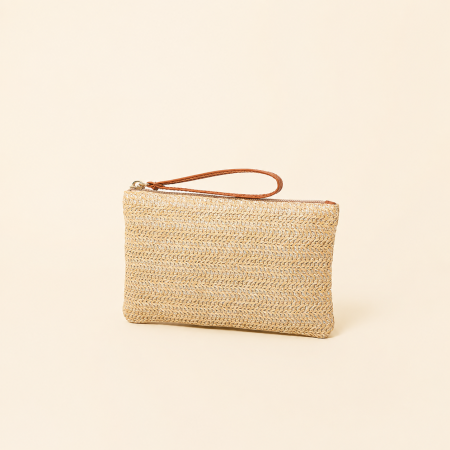 Sac carré pour femme en raphia tissé uni, style décontracté