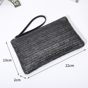 Sac Carré Pour Femme En Raphia Tissé Uni, Style Décontracté h5 Image5