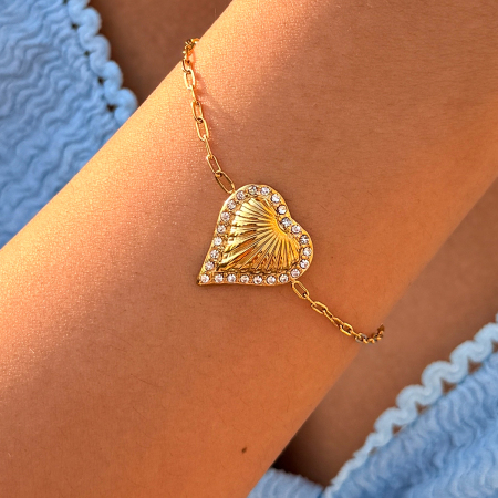 Bracelet chaîne pour femme Simple Series Daily Heart en acier inoxydable étanche couleur or 2