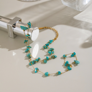 Chaîne De Poignet Pour Femme En Acier Inoxydable Étanche, Couleur Or, Ornée De Pierres Naturelles h5 Image4