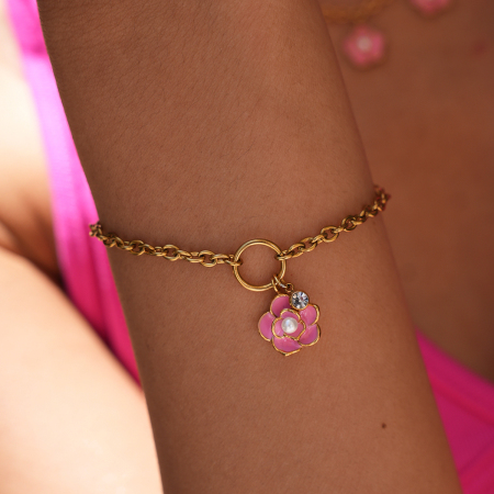 Bracelet pour femme Simple Series Daily Flower en acier inoxydable étanche couleur or 2