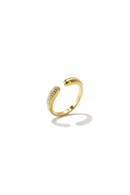 Bague minimaliste ronde en acier inoxydable plaqué or 14 carats, collection simple et décontractée pour femmes