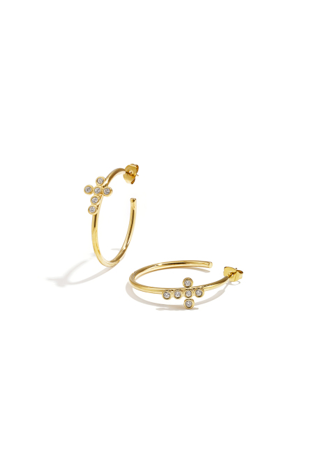 Boucles d'oreilles créoles en acier inoxydable, style croix, collection simple, bijoux pour femmes