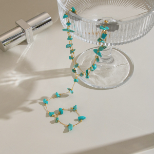 Chaîne De Poignet Pour Femme En Acier Inoxydable Étanche, Couleur Or, Ornée De Pierres Naturelles h5 Image2