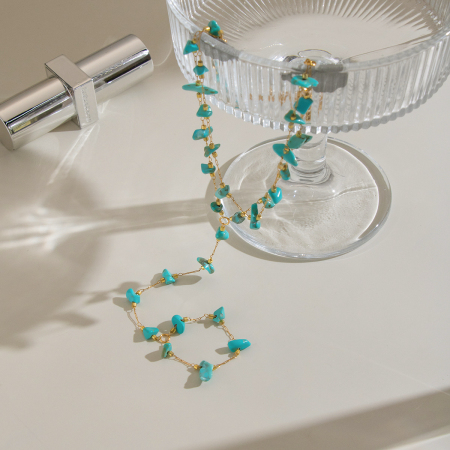 Chaîne de poignet pour femme en acier inoxydable étanche, couleur or, ornée de pierres naturelles 2