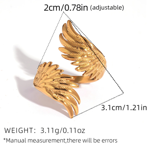 Bagues Tendance Daily Wings Pour Femmes, En Acier Inoxydable Étanche, Couleur Or, Collection Simple Series h5