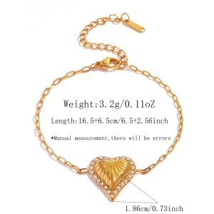 Bracelet Chaîne Pour Femme Simple Series Daily Heart En Acier Inoxydable Étanche Couleur Or h5