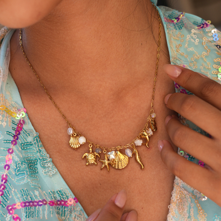 Colliers pendentifs pour femmes Simple Series Daily Shell Starfish en acier inoxydable étanche couleur or 2