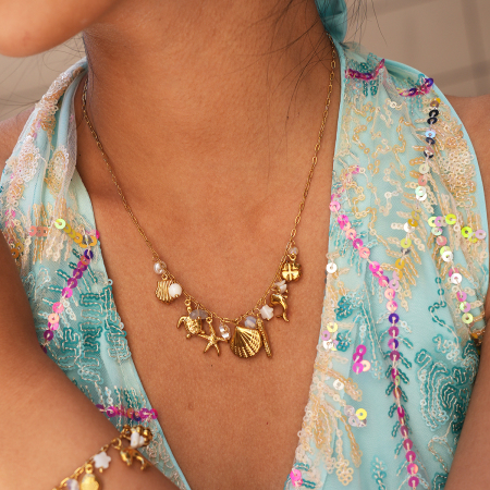 Colliers pendentifs pour femmes Simple Series Daily Shell Starfish en acier inoxydable étanche couleur or