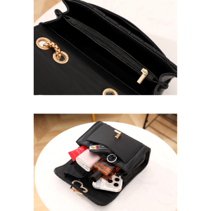 Sac Carré Pour Femme En Pu De Qualité Supérieure, Style Décontracté, Avec Détails Métalliques Et Cœur. Couleur Unie. h5 Image5