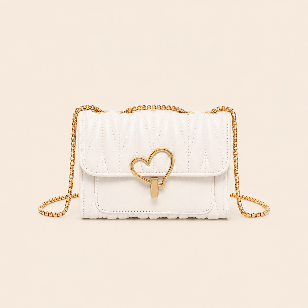 Sac Carré Pour Femme En Pu De Qualité Supérieure, Style Décontracté, Avec Détails Métalliques Et Cœur. Couleur Unie. Image2