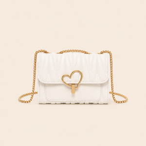 Sac Carré Pour Femme En Pu De Qualité Supérieure, Style Décontracté, Avec Détails Métalliques Et Cœur. Couleur Unie. h5 Image2