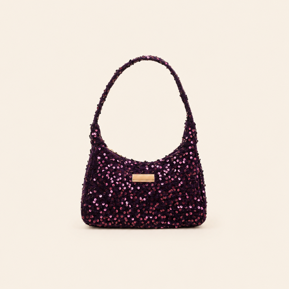 Sac Carré Femme En Pu Uni À Sequins Style Soirée Image2