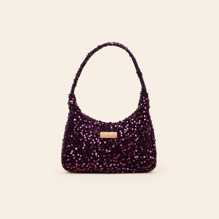 Sac carré femme en PU uni à sequins style soirée 2
