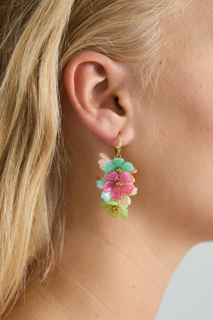 Boucles D'Oreilles Ornées D'Une Couronne De Fleurs Suspendue. h5 Image2
