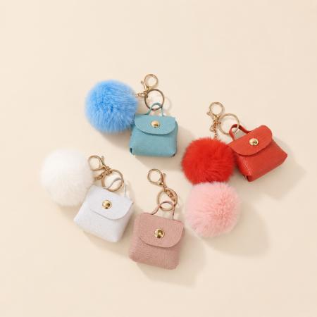 Porte-clés trèfle en PU uni couleur quotidienne de la série Simple