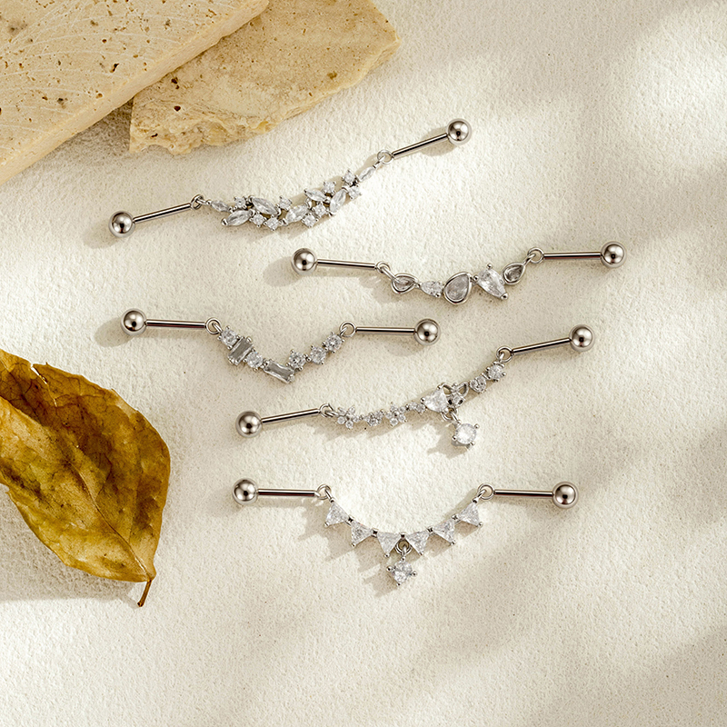 Boucles D'Oreilles Piercing Pour Femmes, Collection Simple, Motif Fleur, Couleur Cuivre Doré Et Zircon. h5Image6