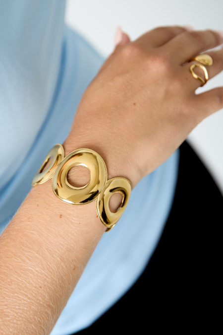 Bracelets manchettes en acier inoxydable, forme irrégulière, collection décontractée et simple pour femmes 2