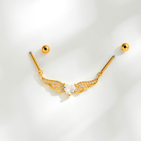 Boucles d'oreilles piercing pour femme, style simple, en forme de cœur et d'ailes de papillon, couleur cuivre doré et zircon. 2